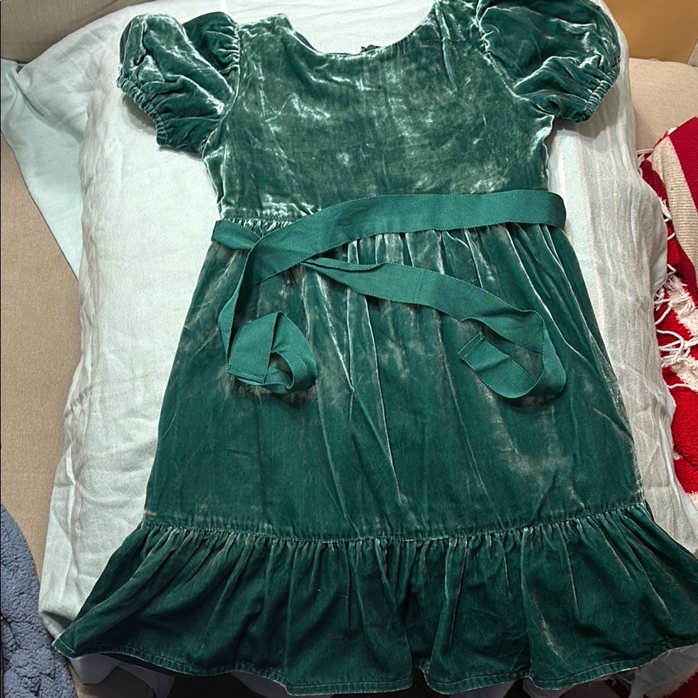 Crewcuts Green Velvet Dress